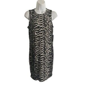 Vince Camuto Womens Sleeveless Dress Graphic Illusion Rich Black Size Small NWT